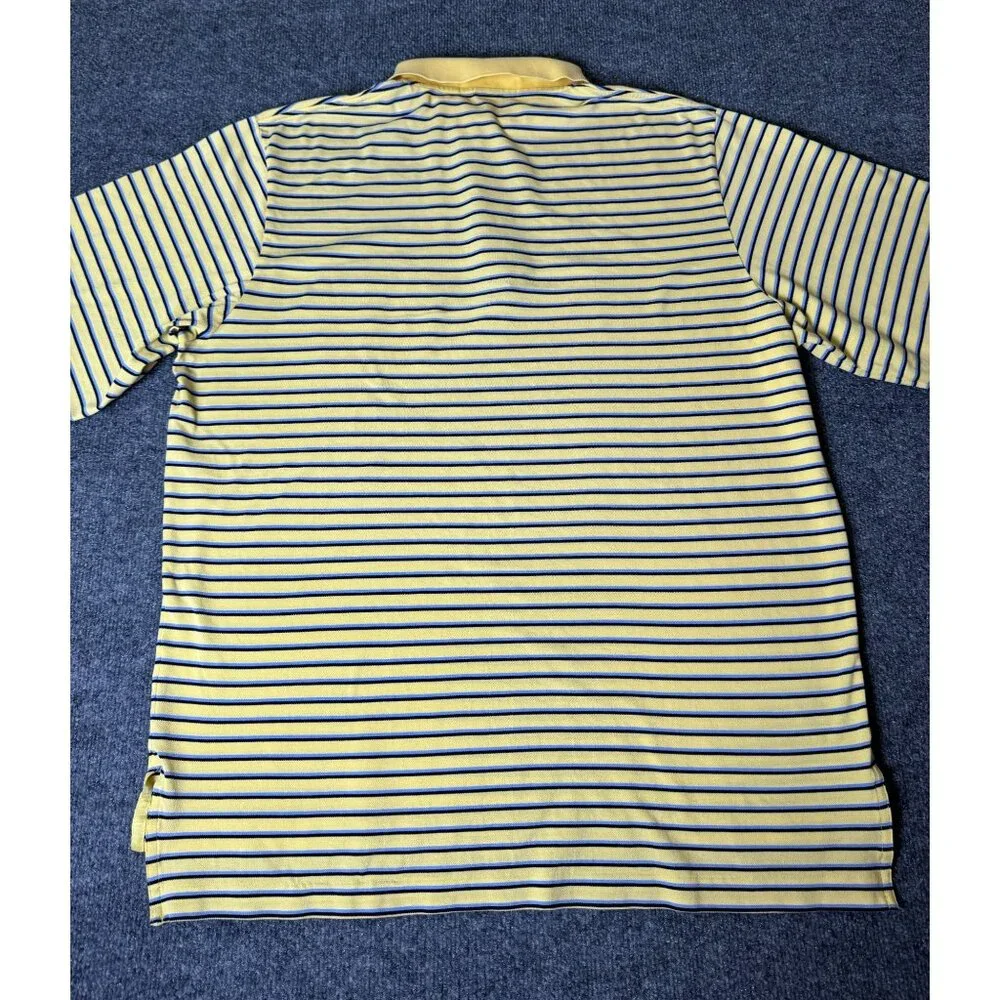 Polo Golf Ralph‎ Lauren Polo Shirt Mens XL Yellow/Blue Striped Short Sleeve Pony